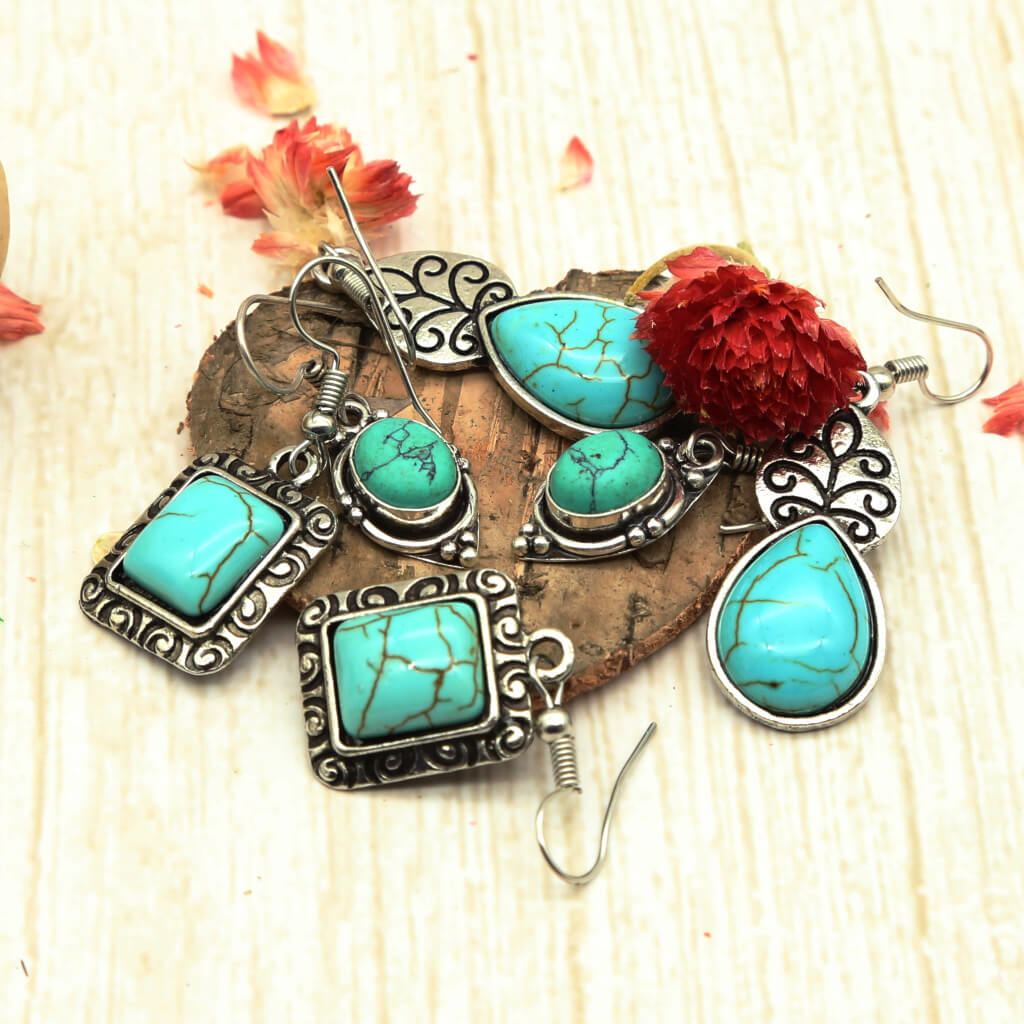 Boho-Ohrringe mit Türkisstein
