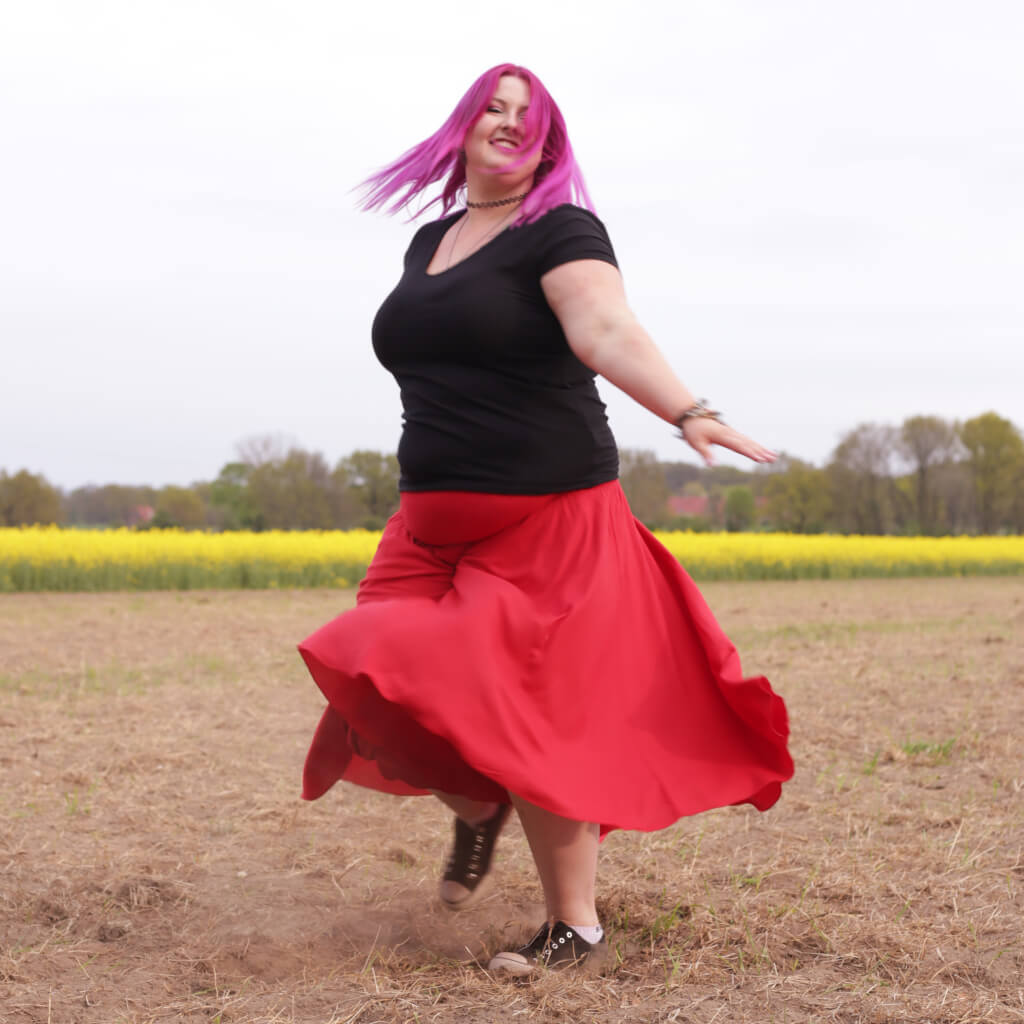 Hosenrock Plus Damen Rock Sommerrock rot