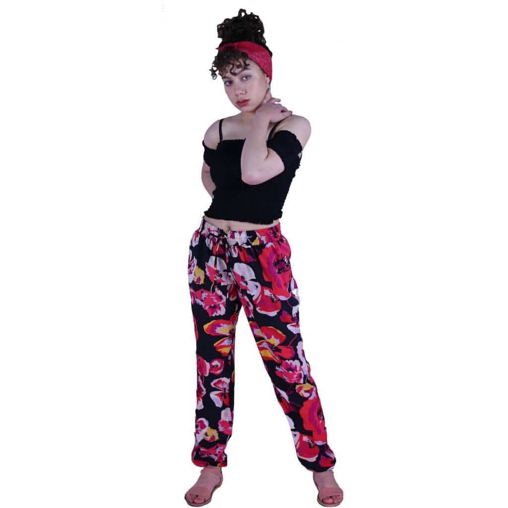 Haremshose Damen Pumphose Pluderhose Hippie Hose Exotik Blumen