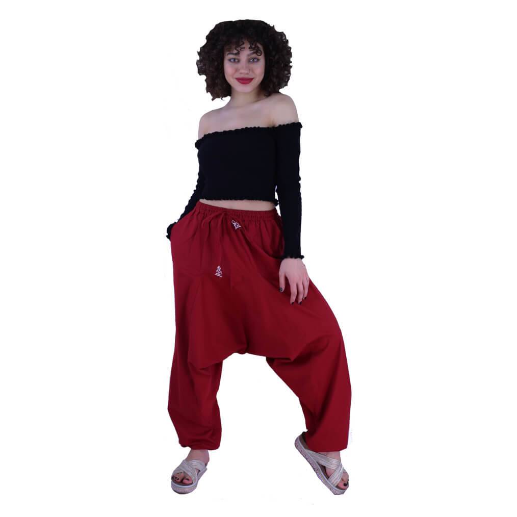 Rote Haremshose mit Taschen