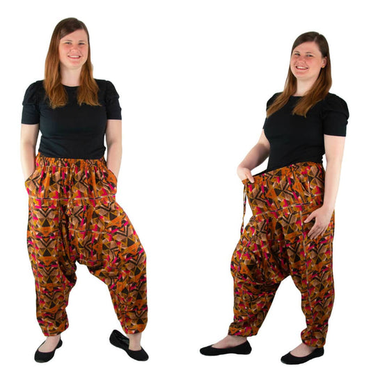 Gemusterte Haremshose mit Taschen