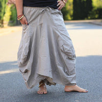 ballonrock damen aus baumwolle in beige
