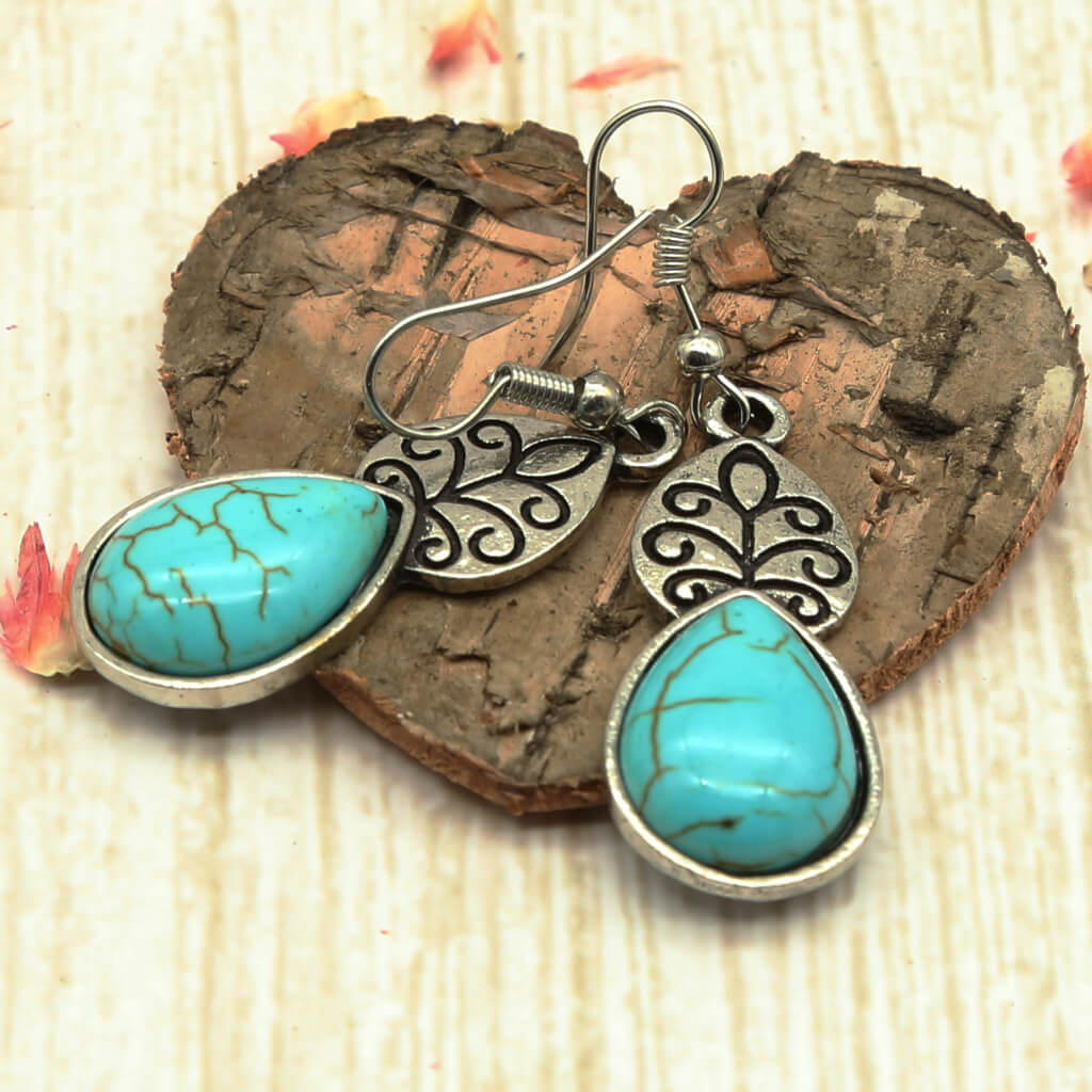 Boho-Ohrringe mit Türkisstein
