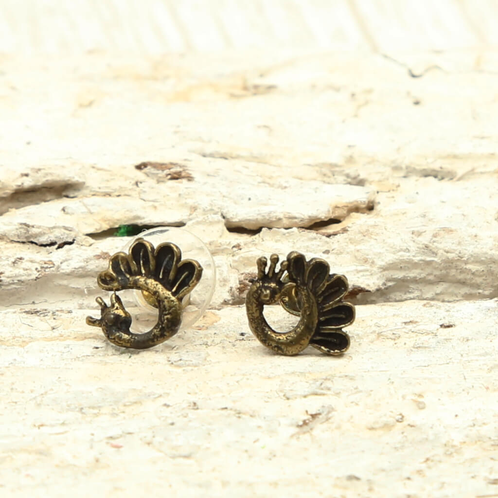 ohrstecker pfau vintage look