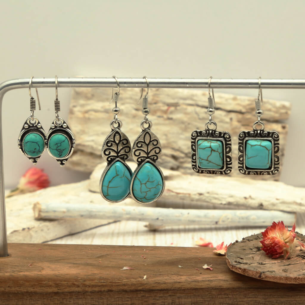 Boho-Ohrringe mit Türkisstein
