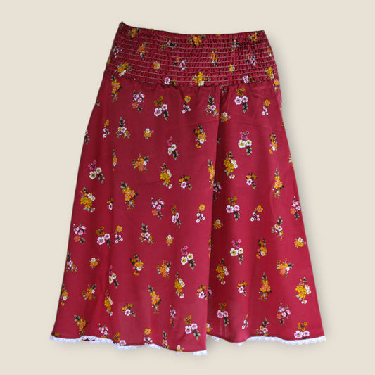 Roter Sommerrock Damen mit Spitze