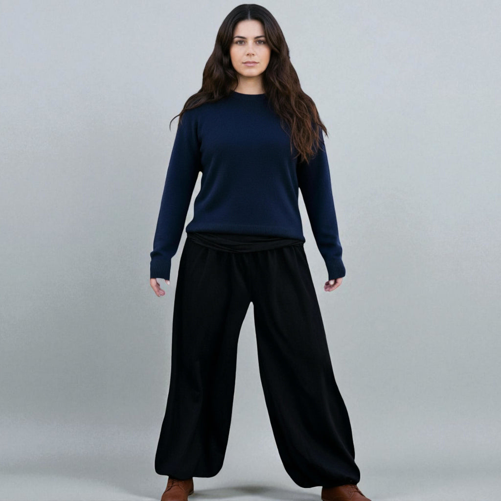 weite hose winterhose in schwarz