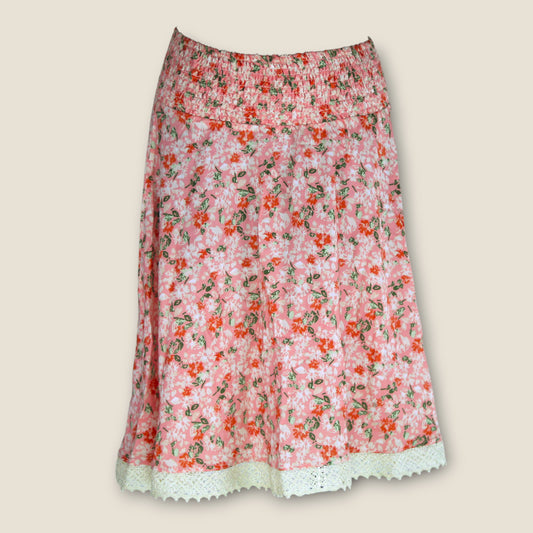 Sommerrock Damen mit Blumenmuster & Gummibund – Boho Stil