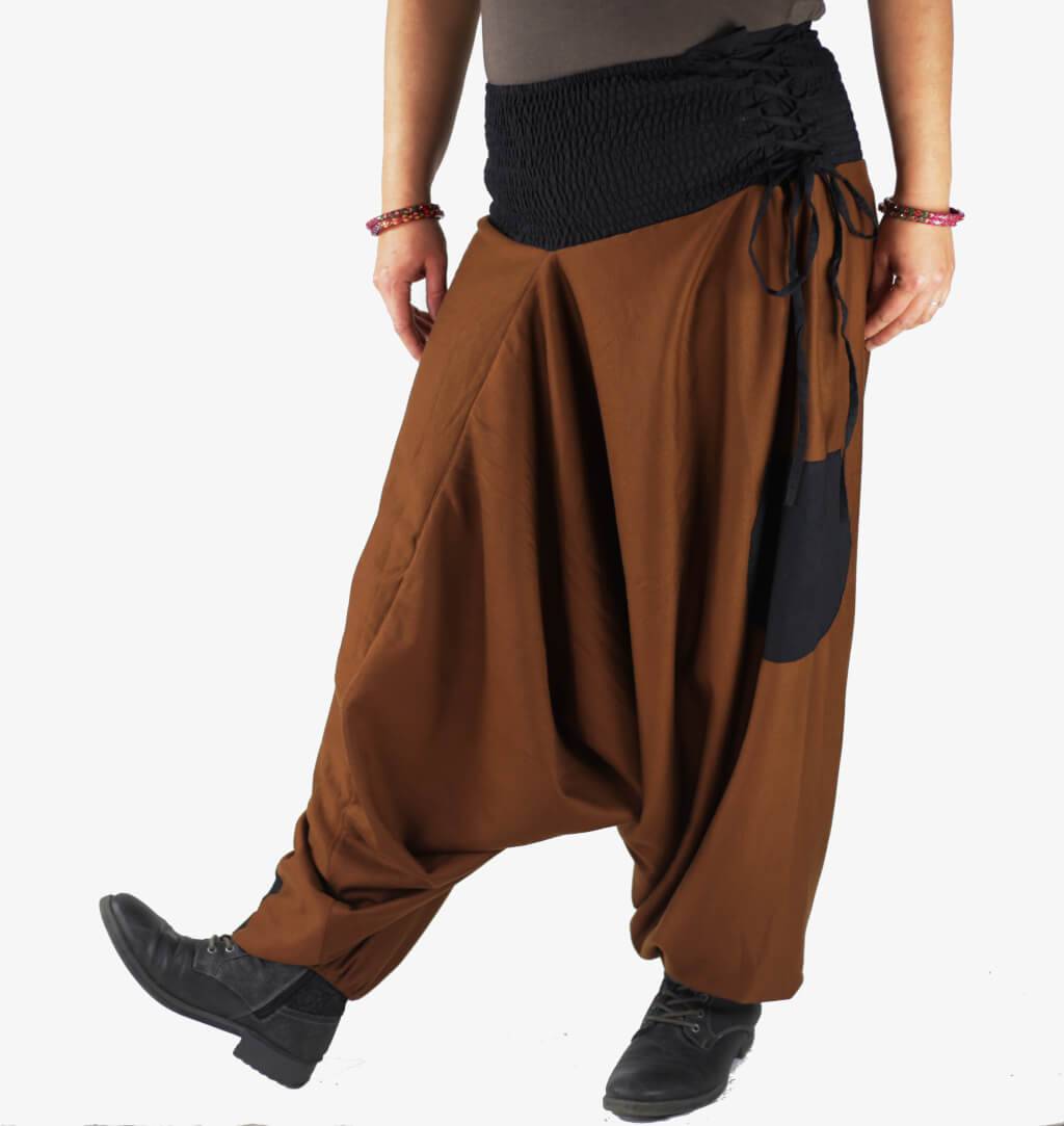 Warme Haremshose aus Fleece in braun