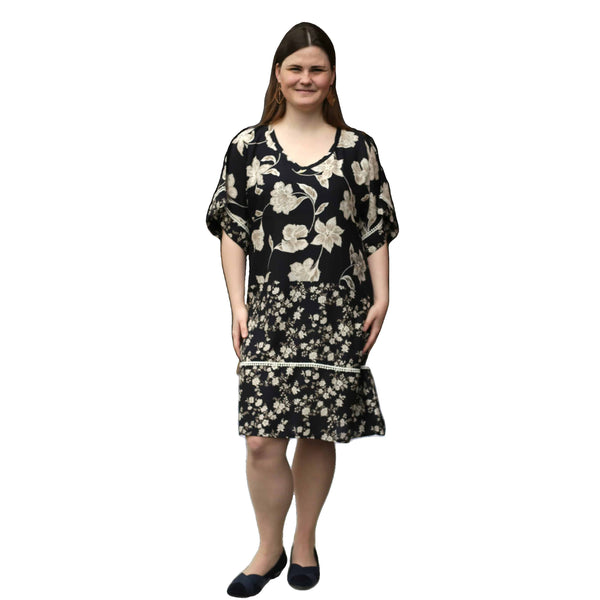 schwarzes damen kleid kaftan plus übergröße blumenmuster