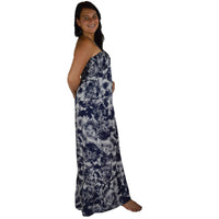 Maxikleid Sommerkleid Kleid batik blau weiß