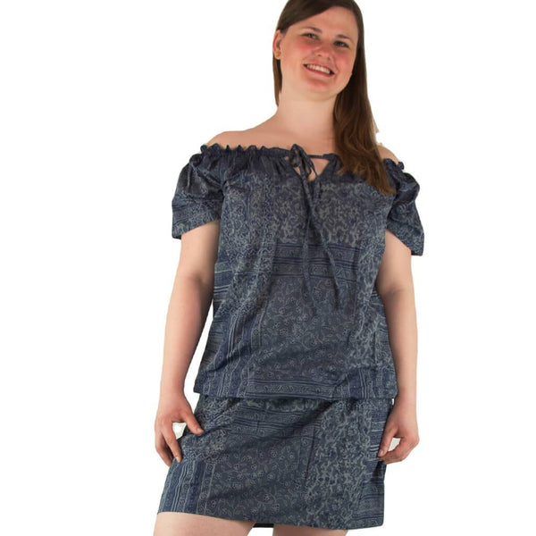 minikleid frauen kleid schulterfrei blau