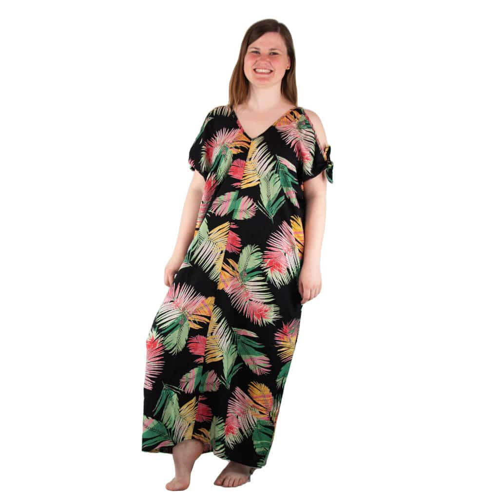 Strandkleid damen kaftan kleid schwarz bunt